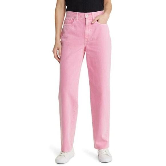 Madewell Denim - Madewell Baggy Straight Leg Jeans in Retro Pink High Rise Denim Womens 26